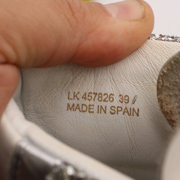 Saint Laurent Paris Love Women's EU 39 Mid Top Sneakers White Leather Glitter - Picture 10 of 13